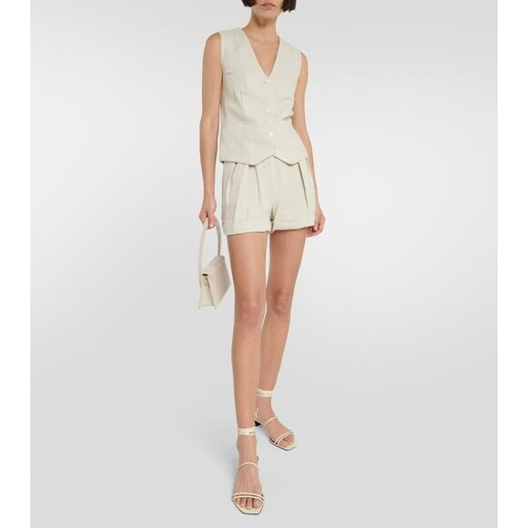 Staud Luisa Oat Milk 2 Piece Academia Vest Pleated Shorts Set Size 0 - Picture 1 of 16